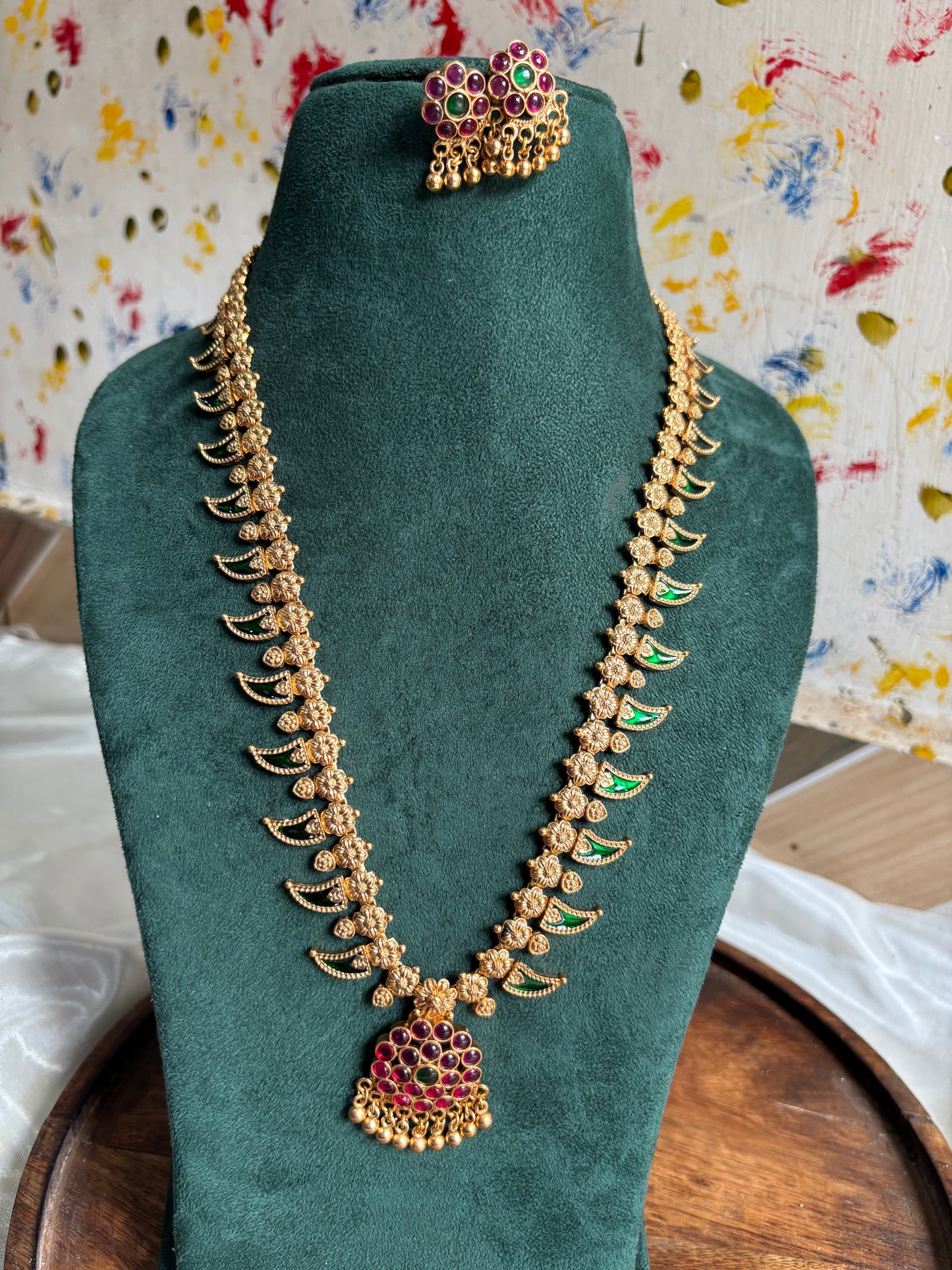 Palakka enamel haaram with pendent