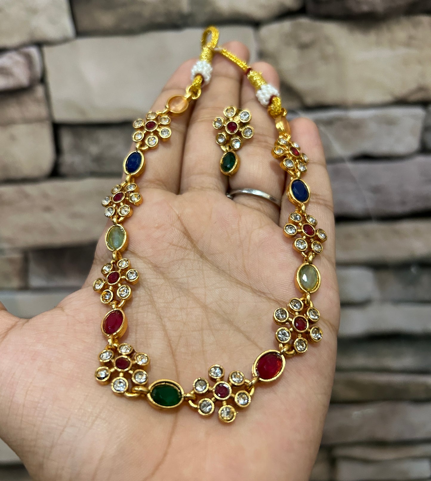 Multi stoned Navarathna necklace
