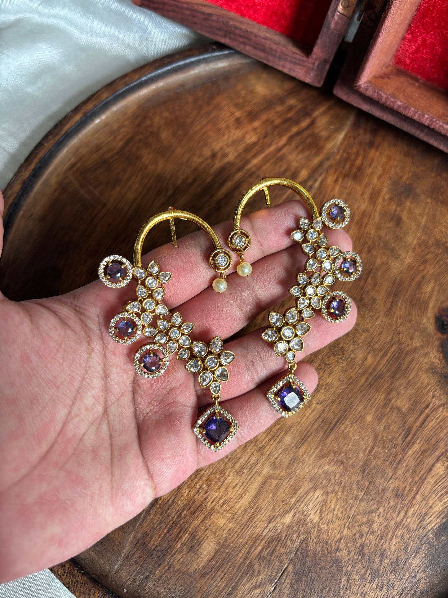 Zircon cuff earrings