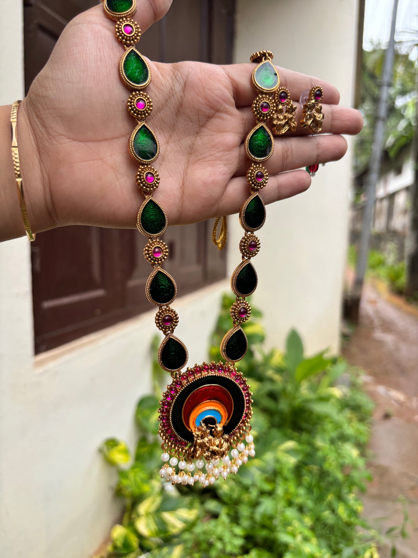 Peacock themed Krishna Haaram