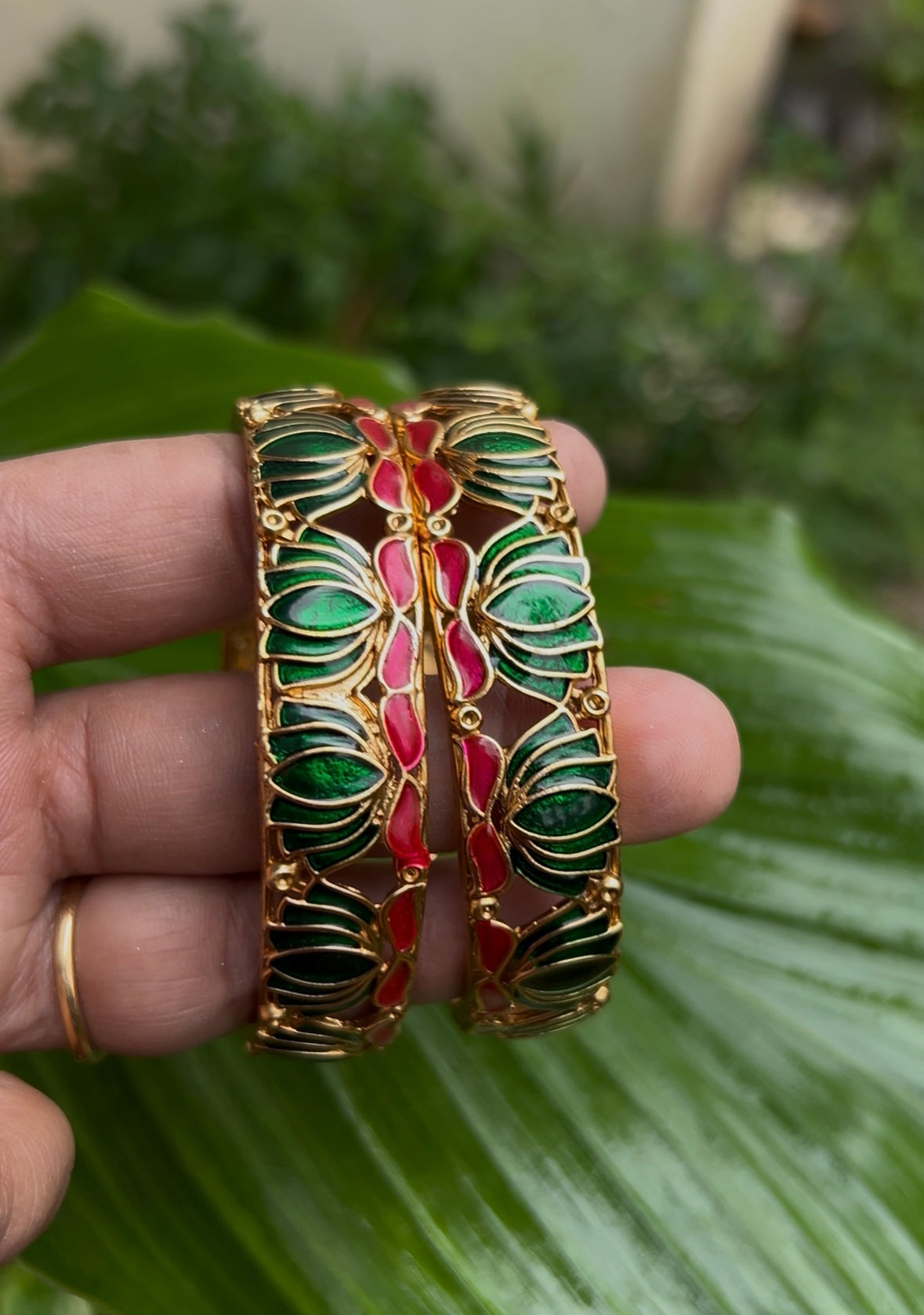 Lotus green bangles