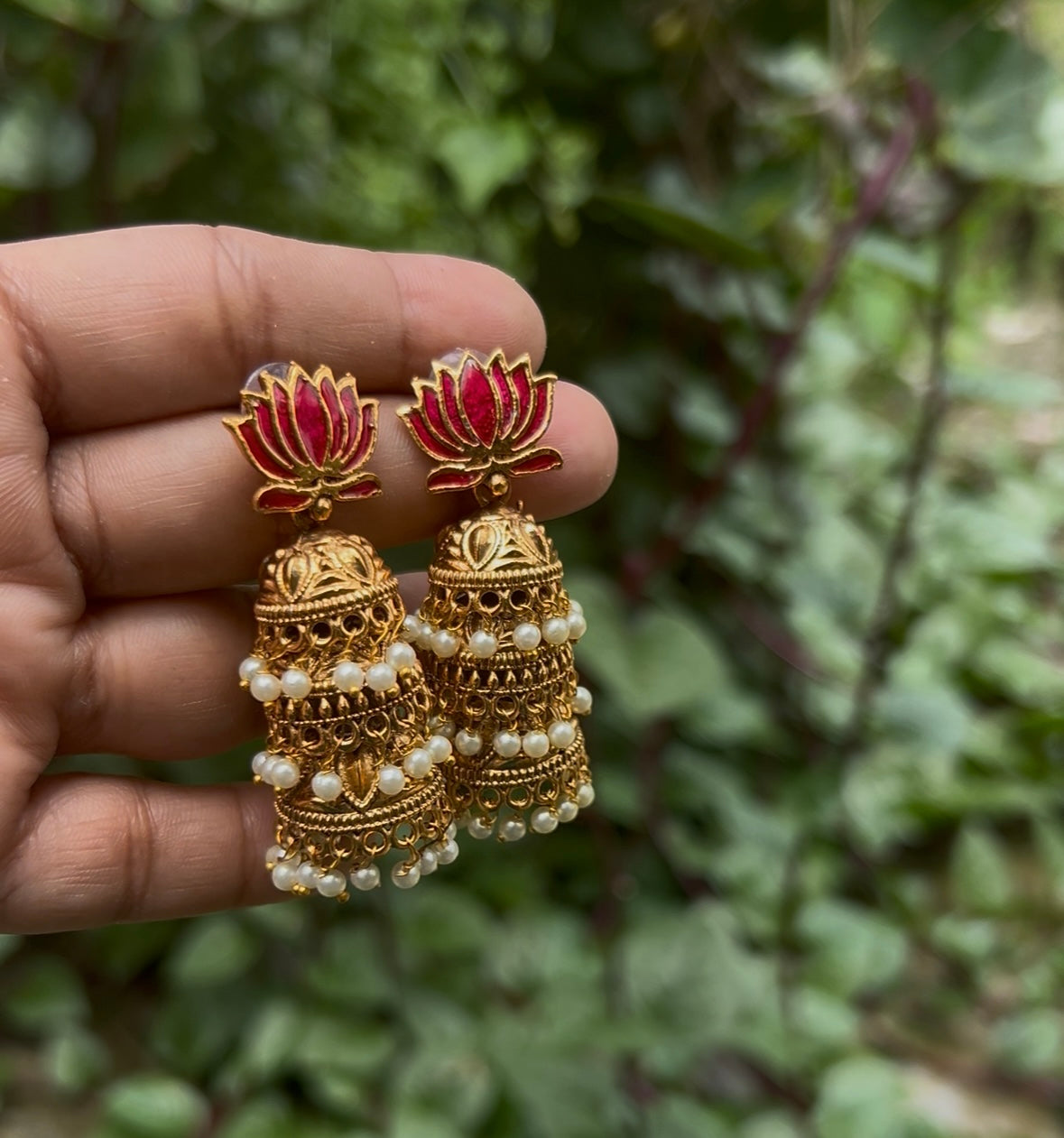 Layered lotus Jhumka