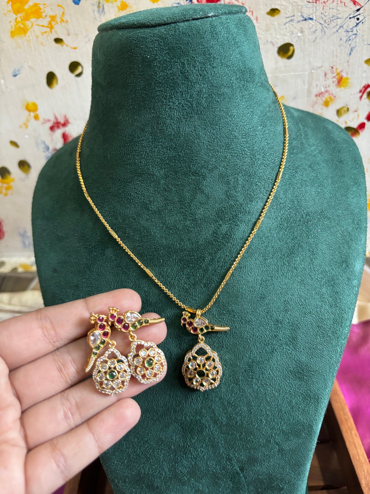 Peacock pendent set