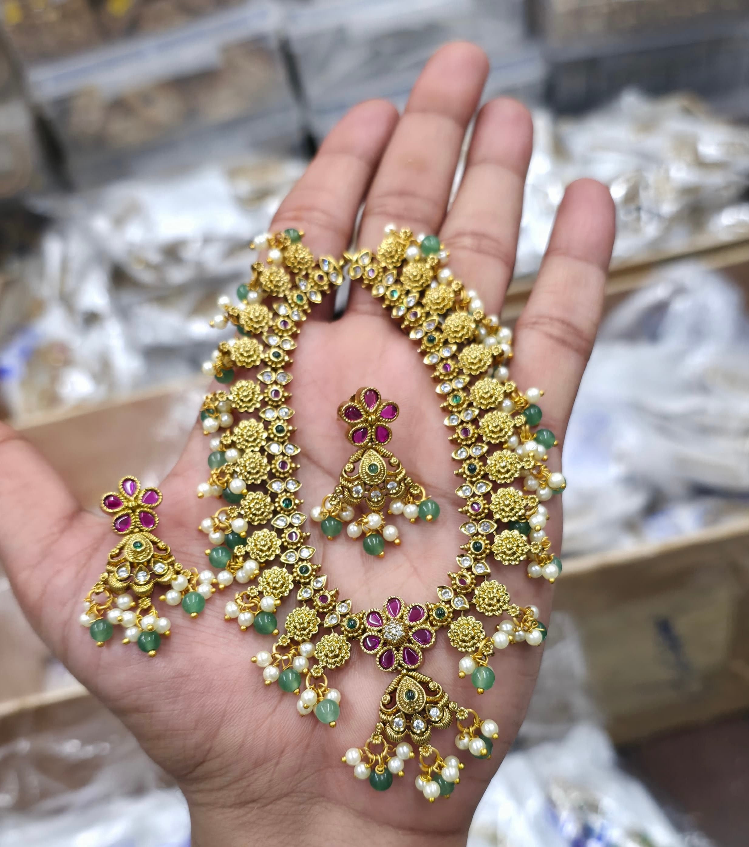Floral antique necklace