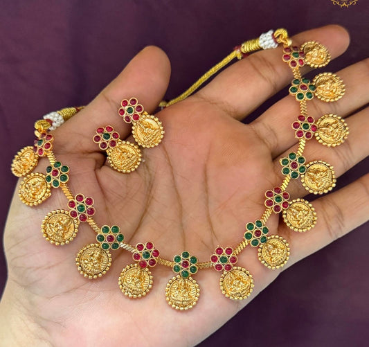 Floral coin lakshmi set