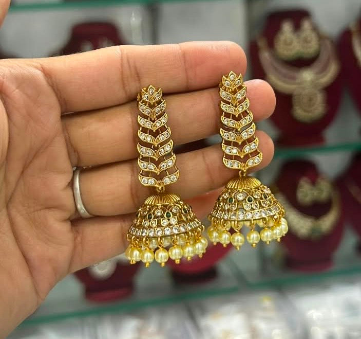 White crescent jhumkas