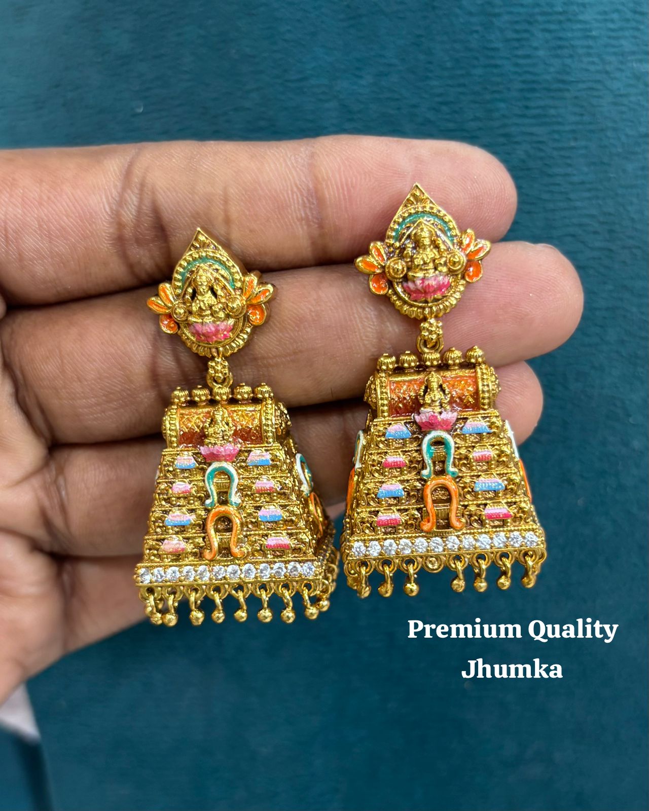 Meenakari Gopuram jhumkas