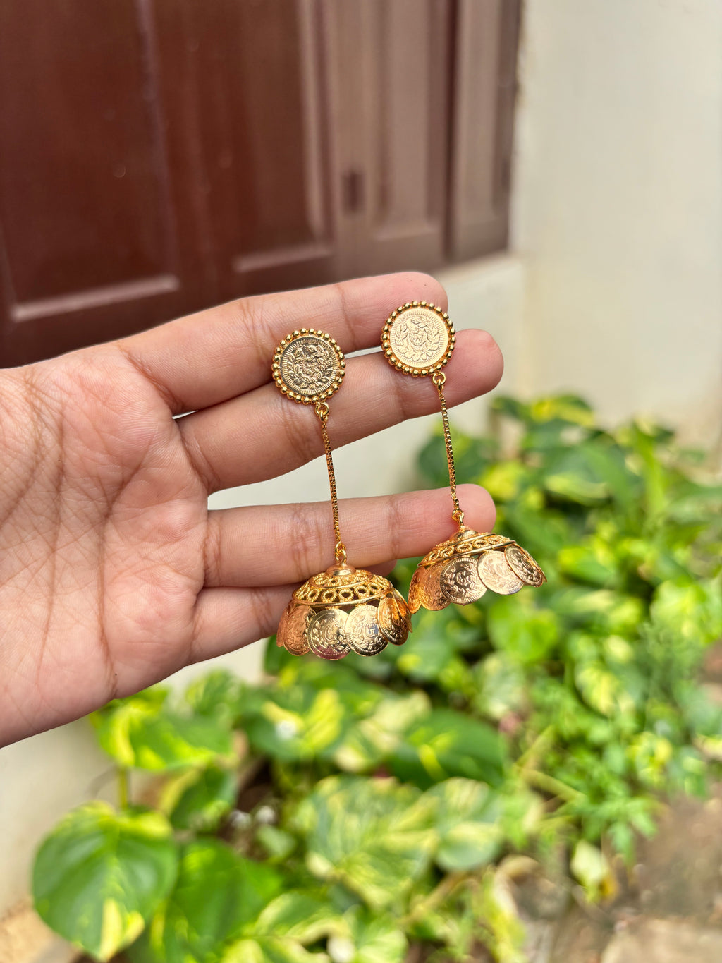 Coin string jhumka