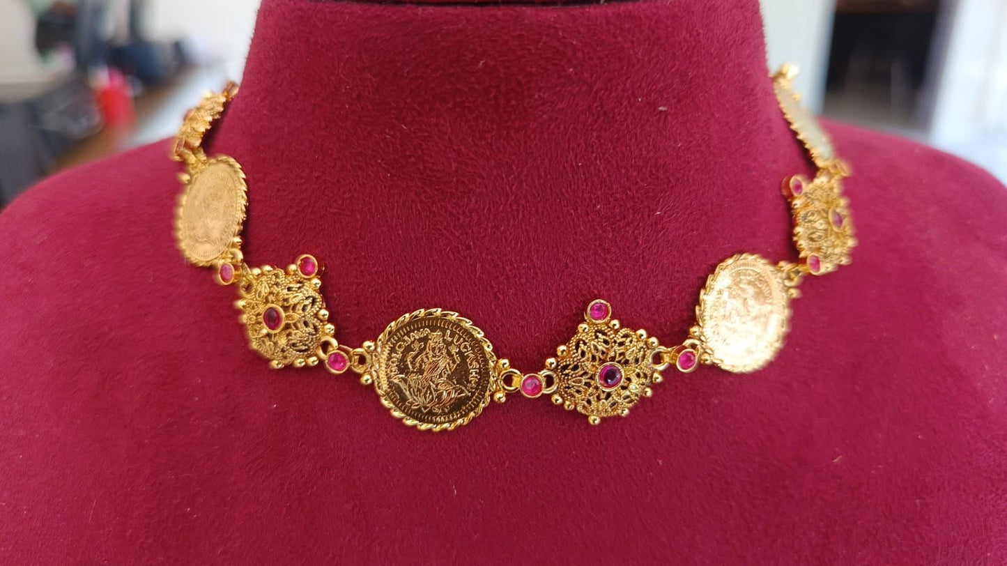 Goldplated antique coin choker