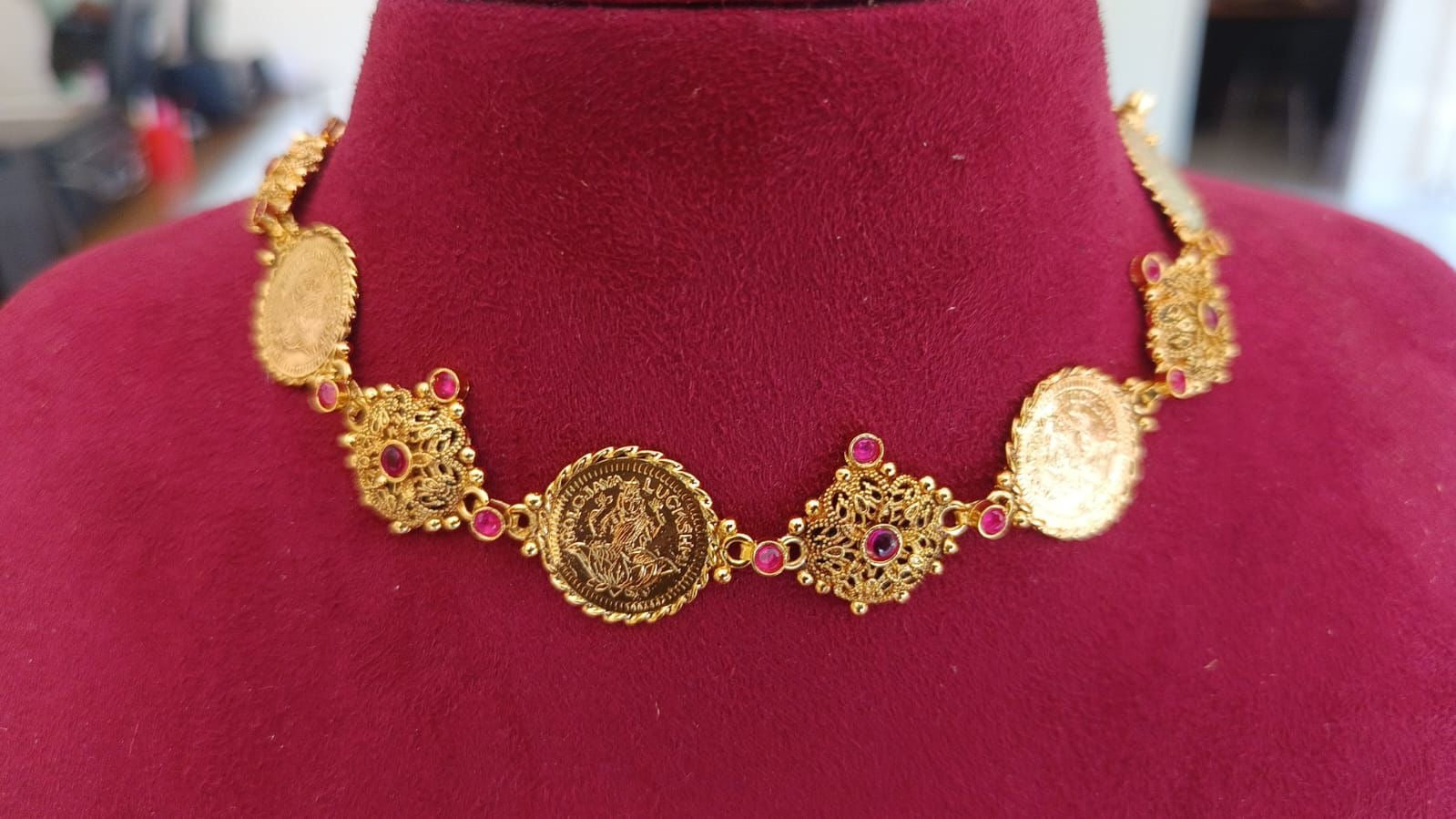 Goldplated antique coin choker