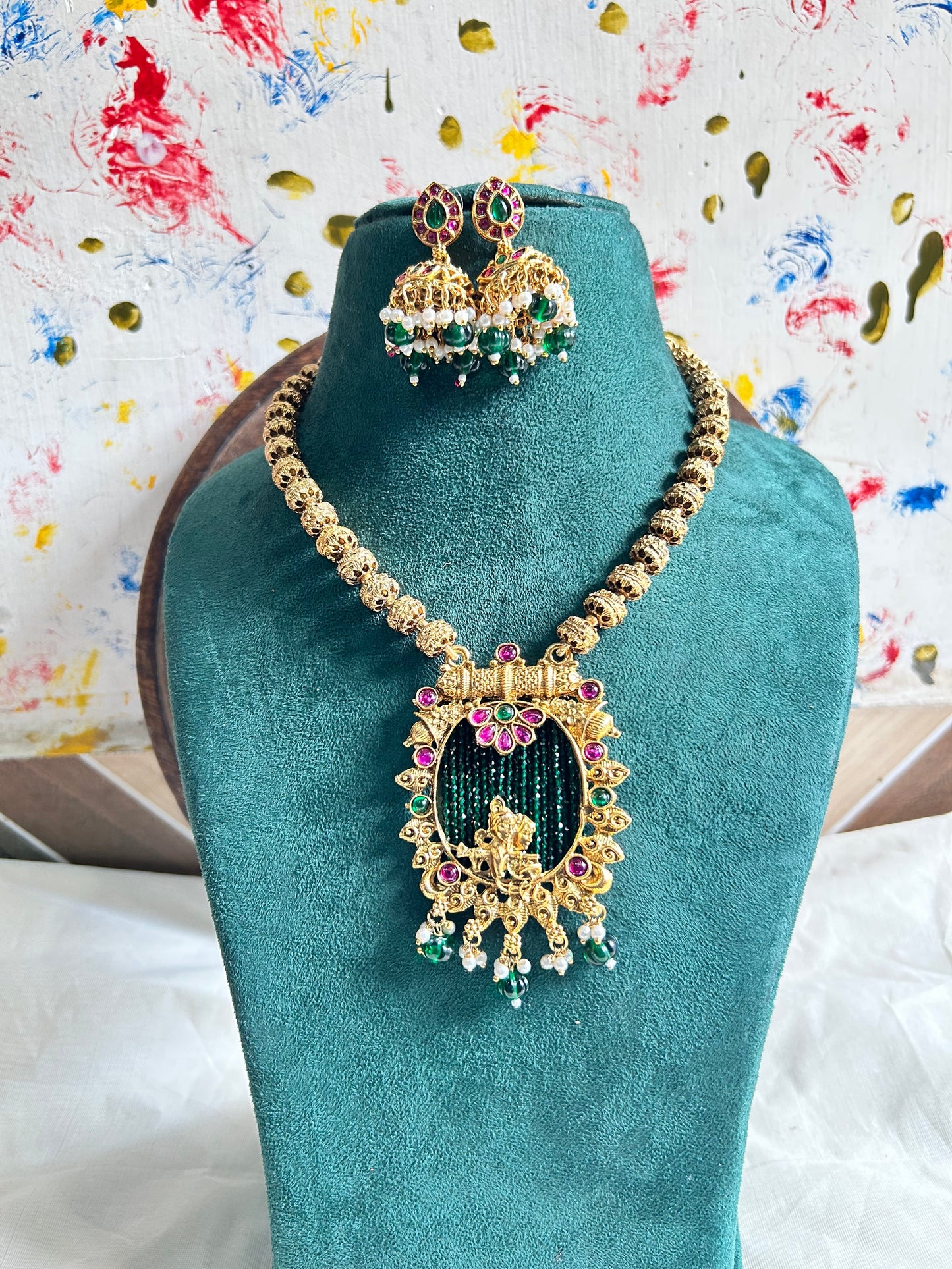 Beaded Krishna Pendent set