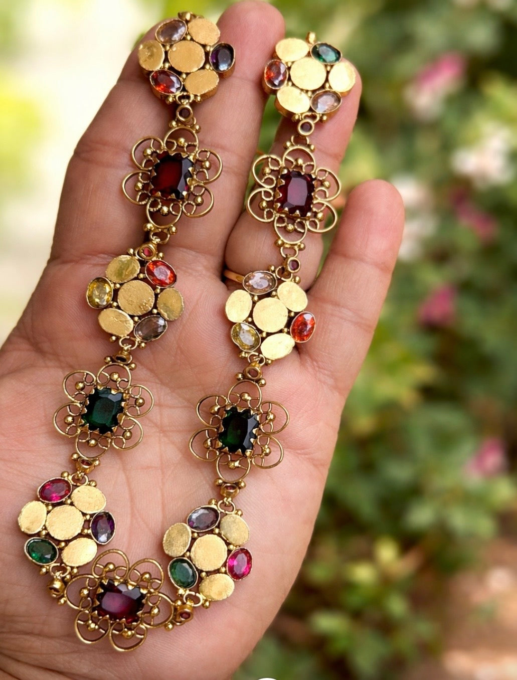 Ornate gem stone necklace