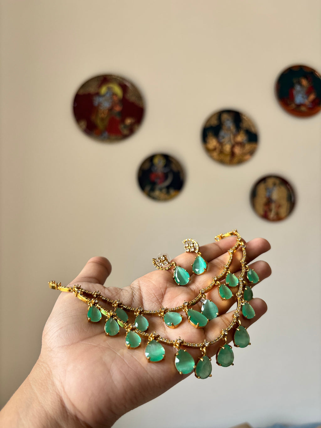 2 layer drops emerald(with earrings)offer sale!!!