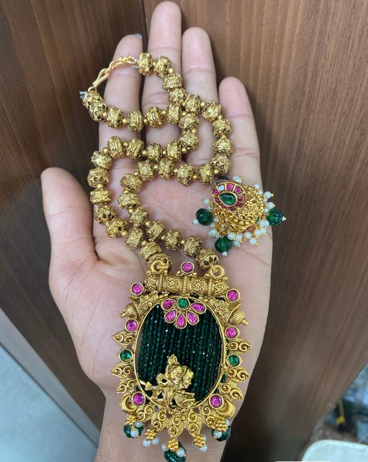 Beaded Krishna Pendent set