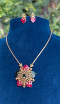 Meenakari floral pendent set