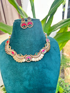 Cresent lotus coin necklace