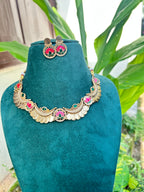 Cresent lotus coin necklace