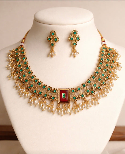 Square stone necklace