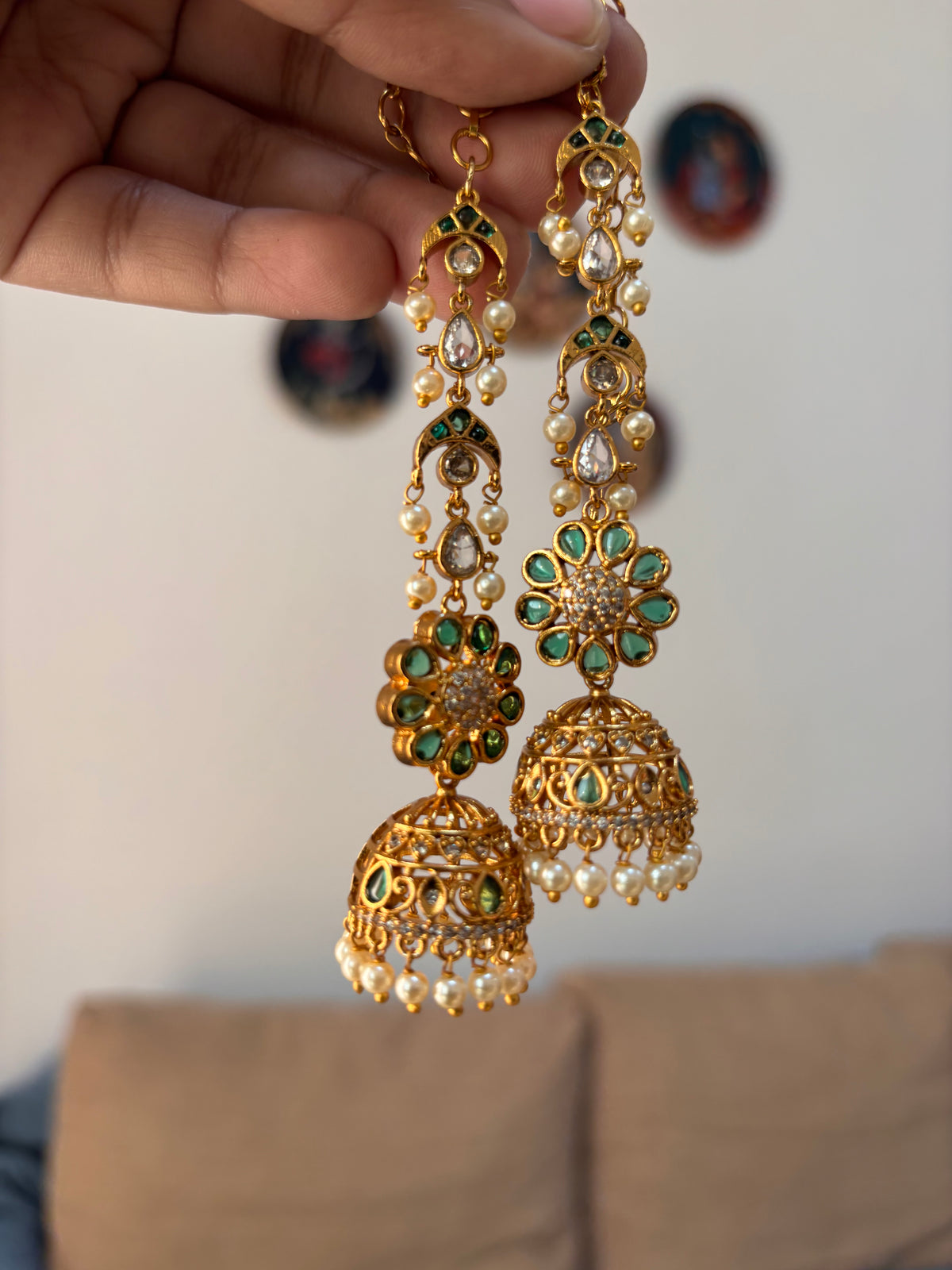 Flower jhumka with maatal