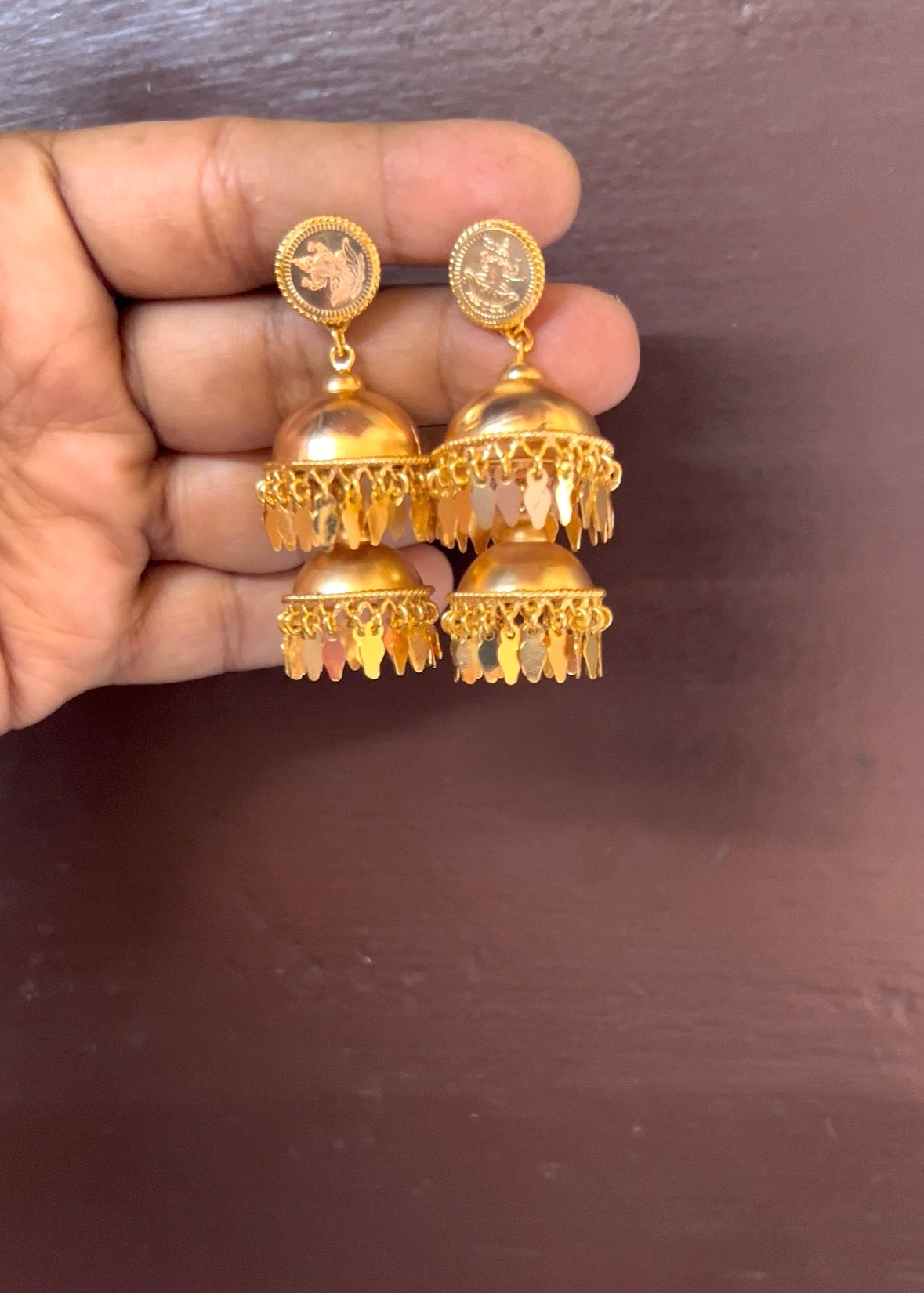 Double layer elakkathali jhumka