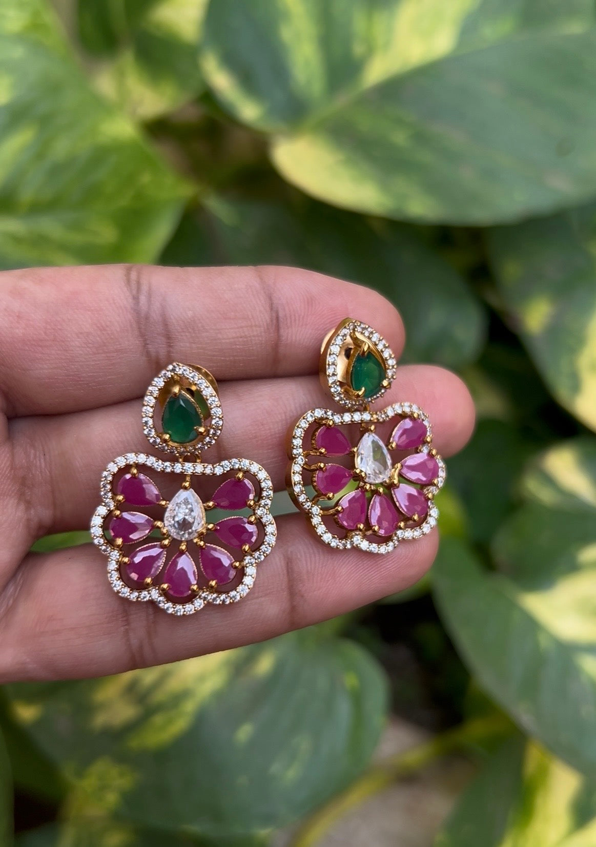 Floral statement earrings