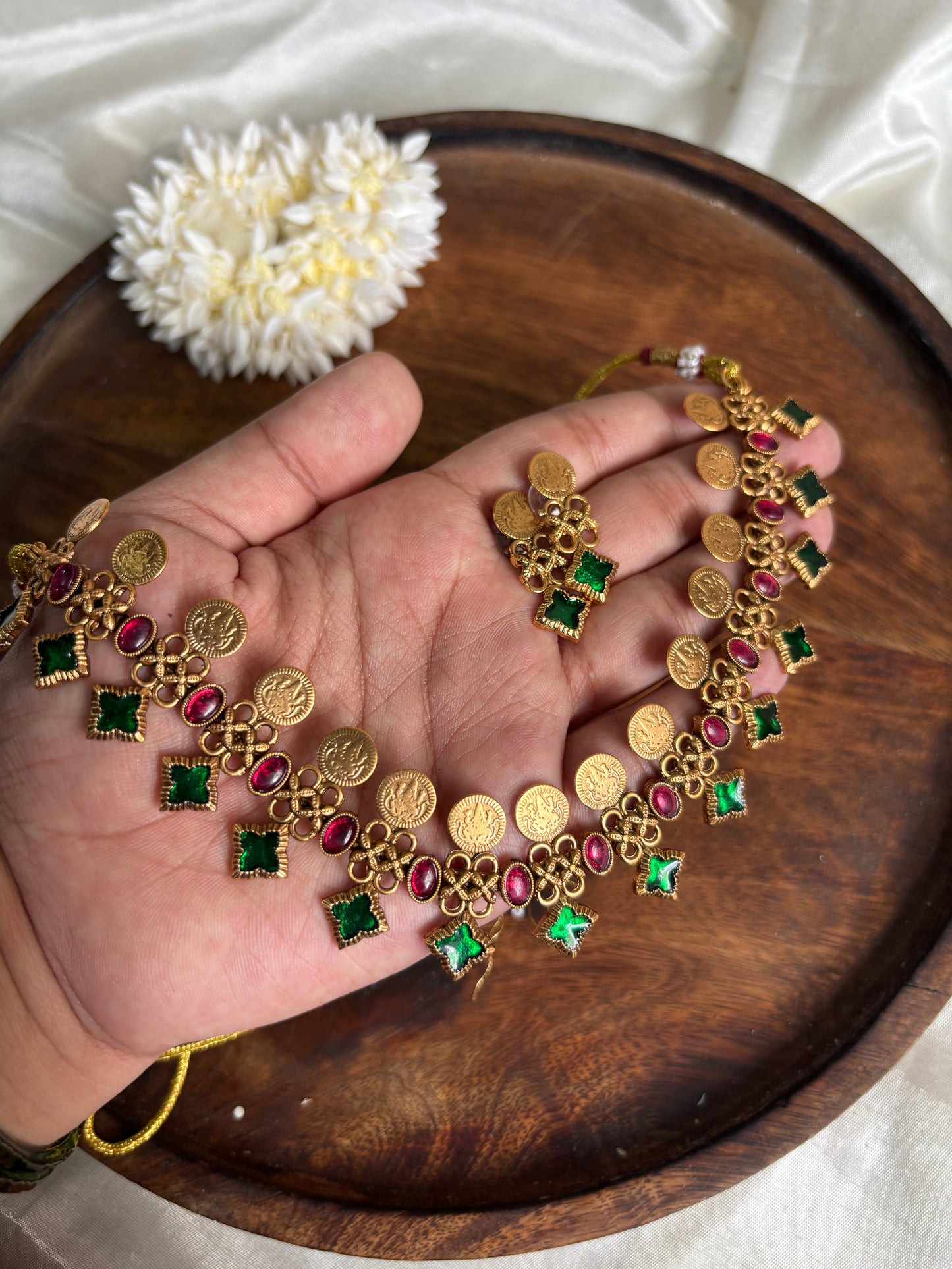 Enamel coin necklace