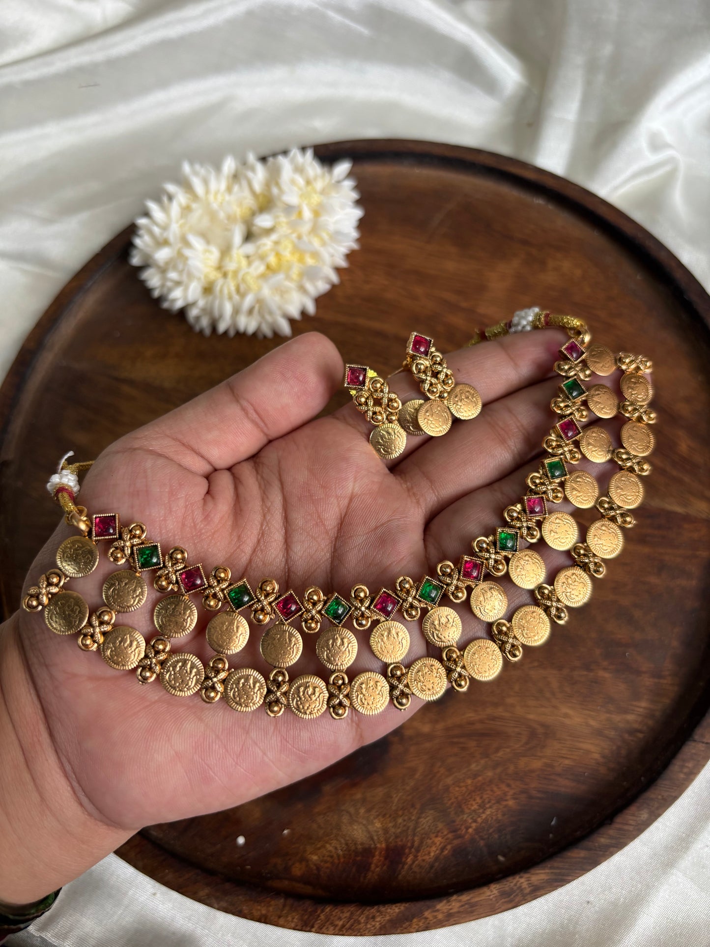 3 layer coin bridal necklace