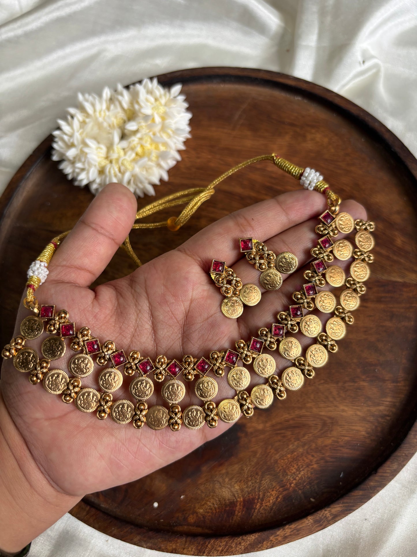 3 layer coin bridal necklace