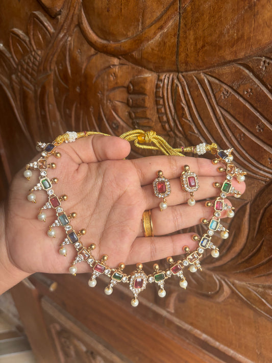 Navarathna stone choker