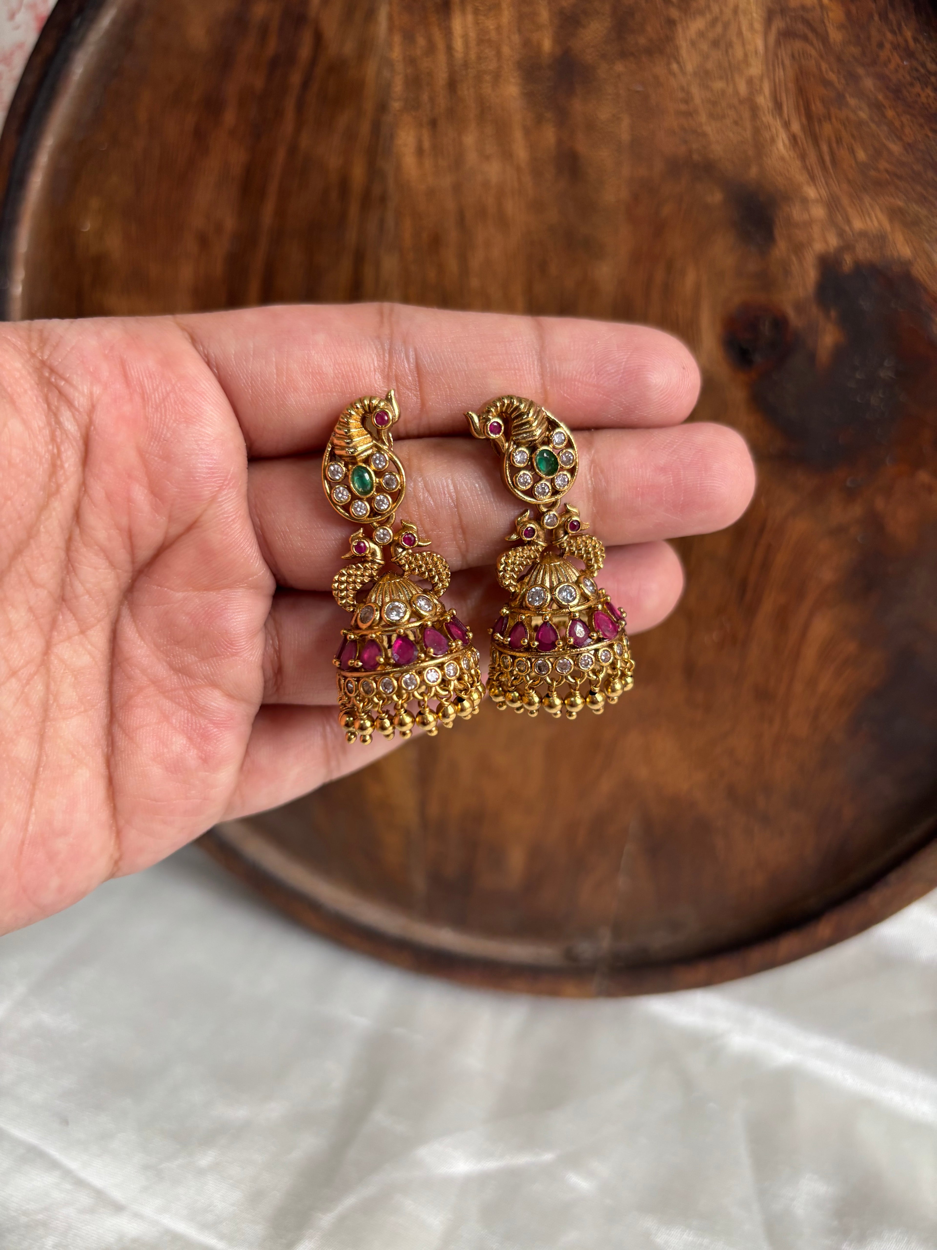 Peacock Kemp jhumka