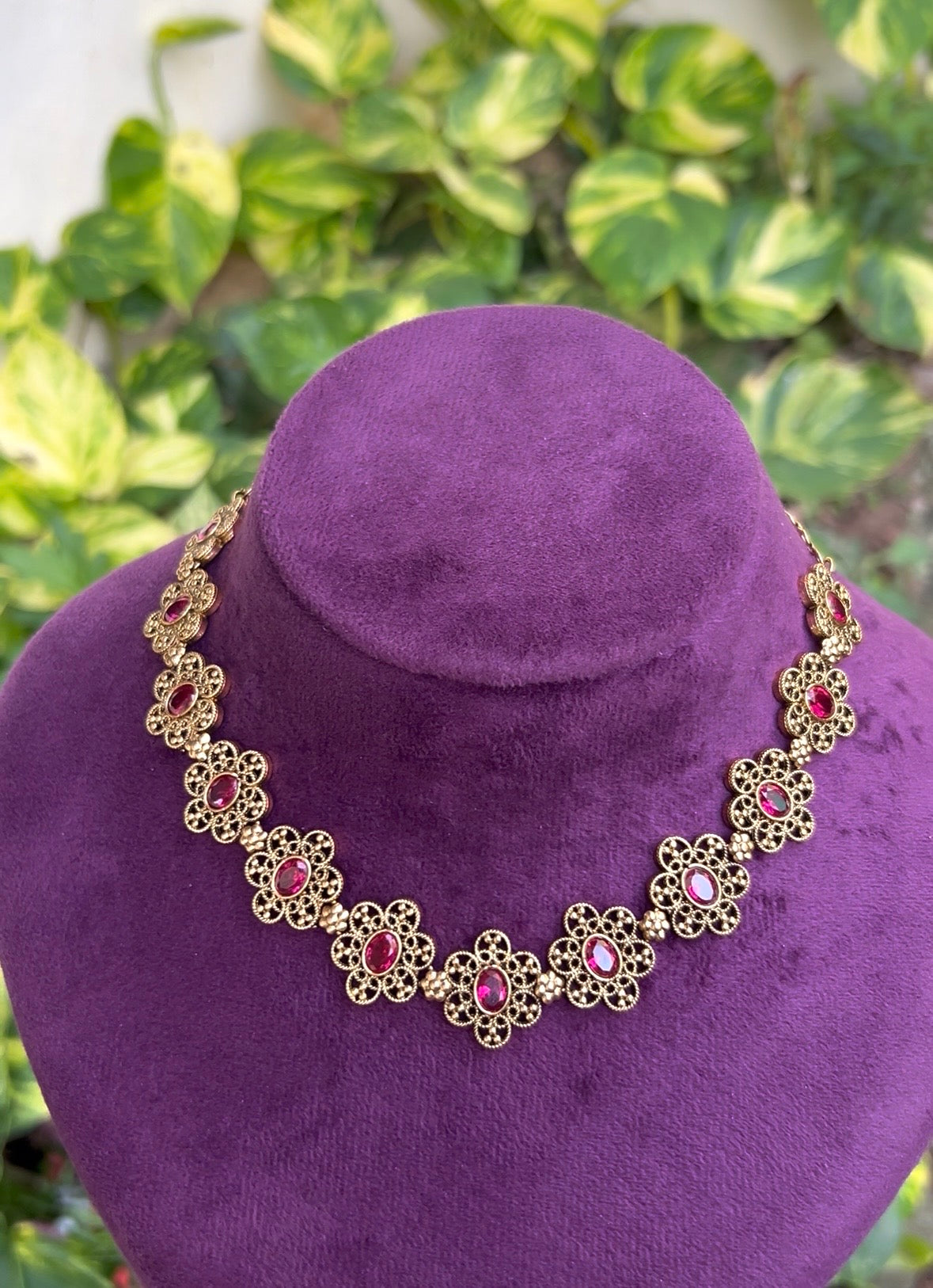 gem stone antique choker