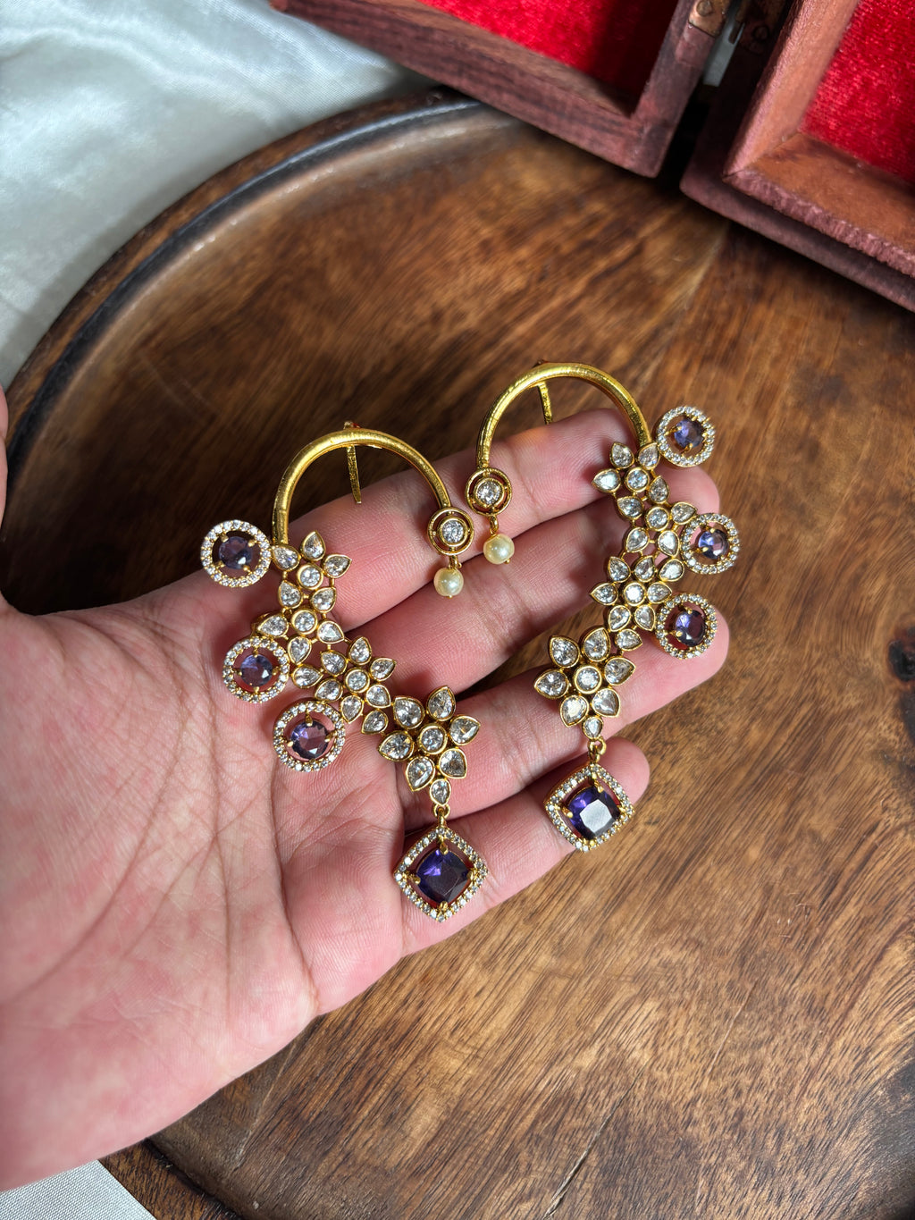Zircon cuff earrings