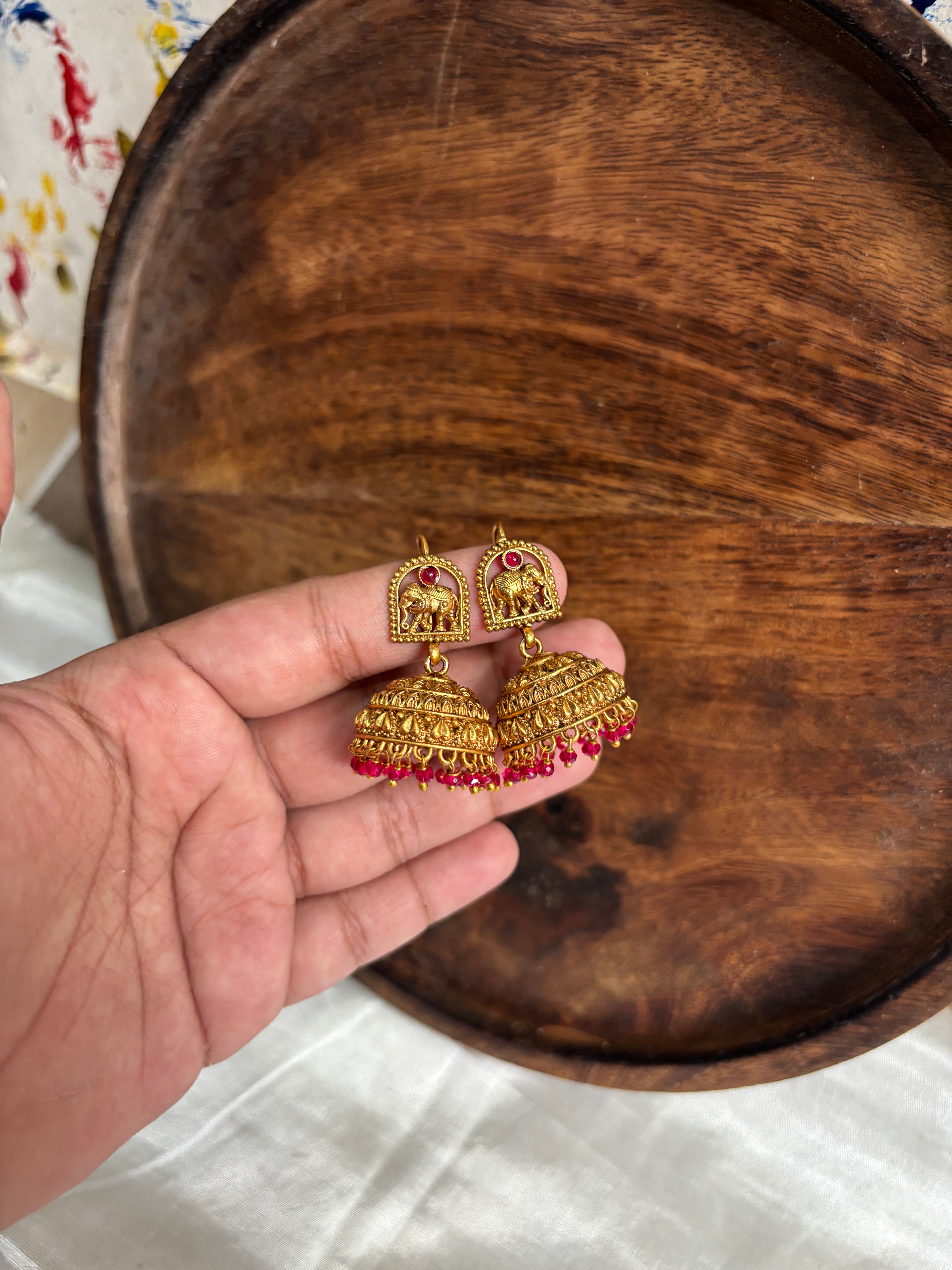 Elephant hoop jhumkas