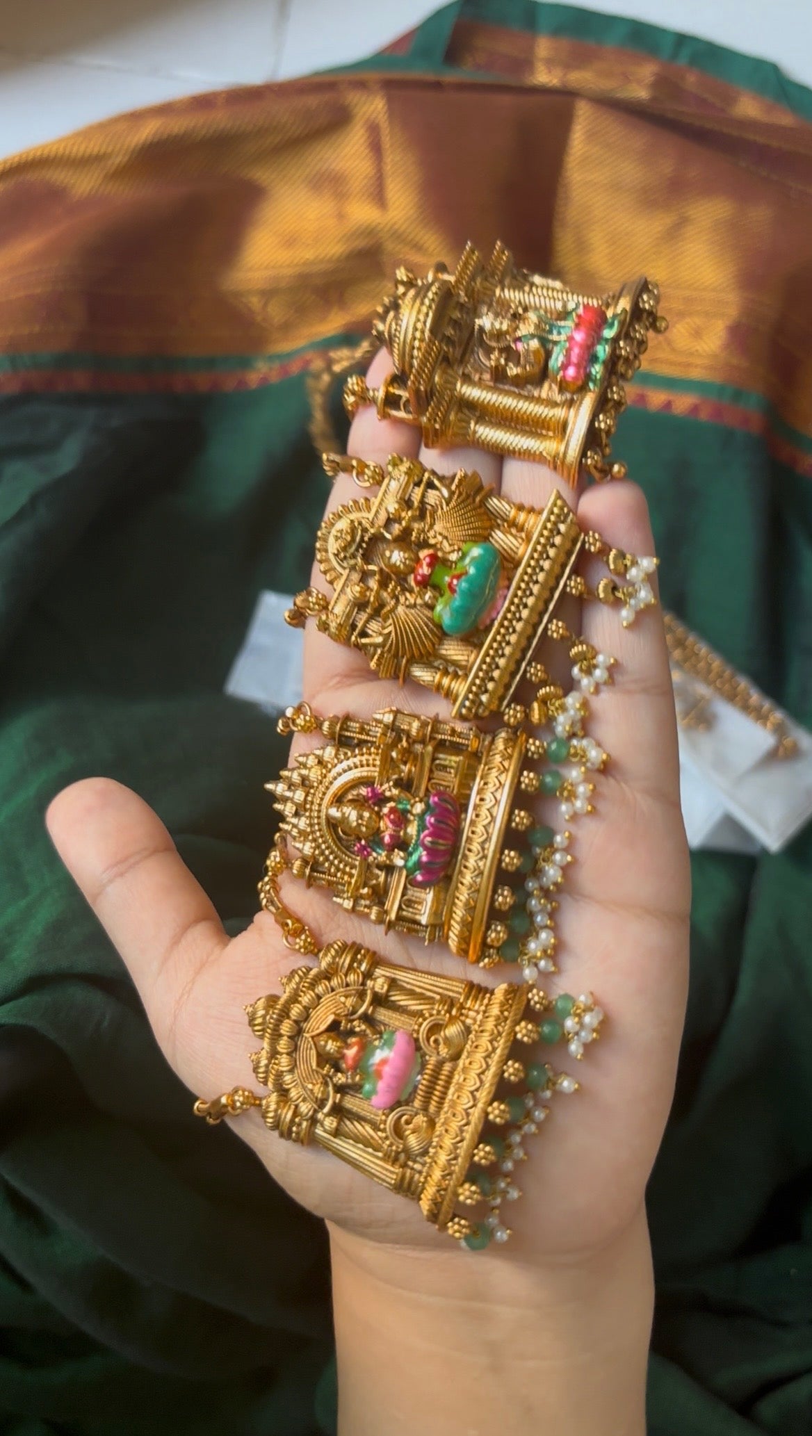 Hand painted Devi set with seed chain
