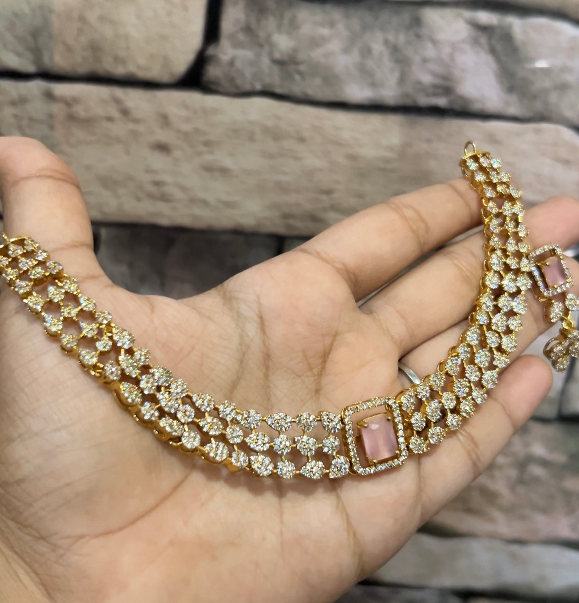 Interchangeable stone AD necklace