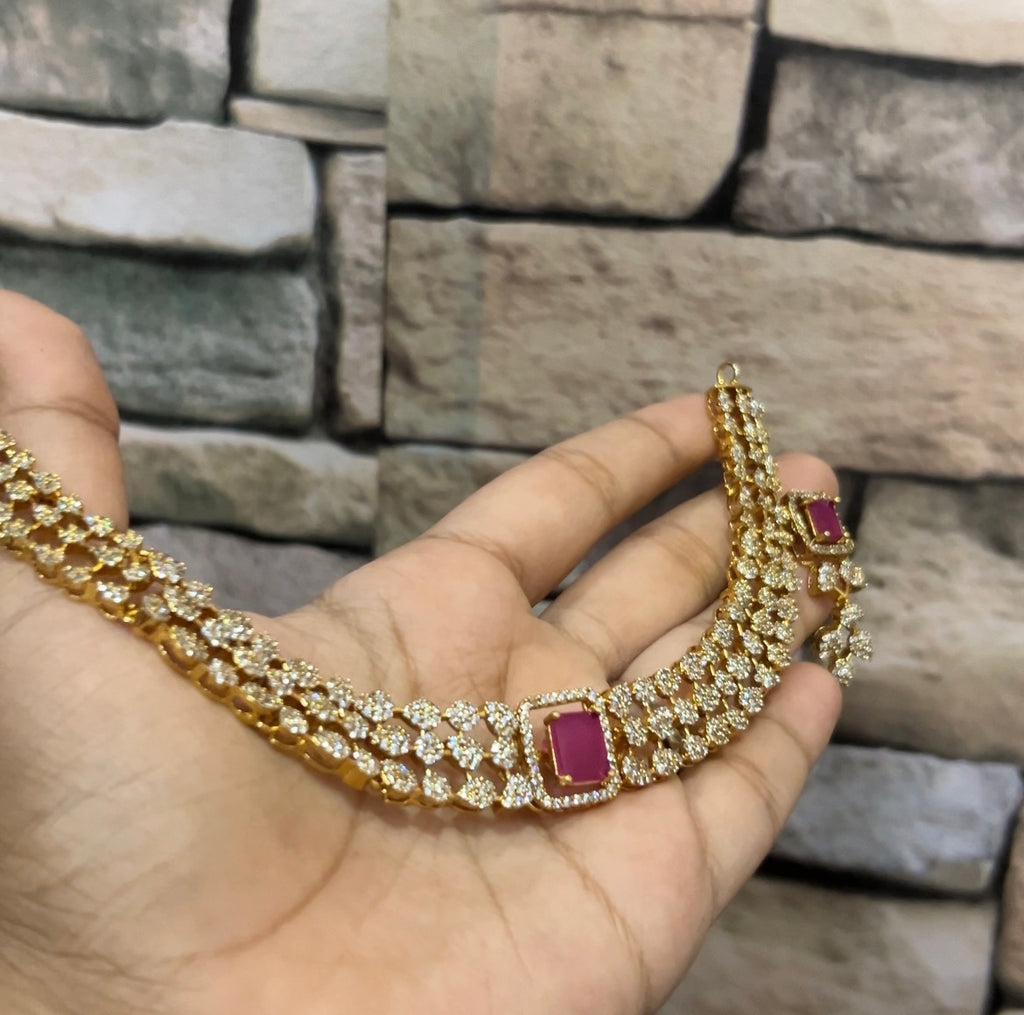 Interchangeable stone AD necklace