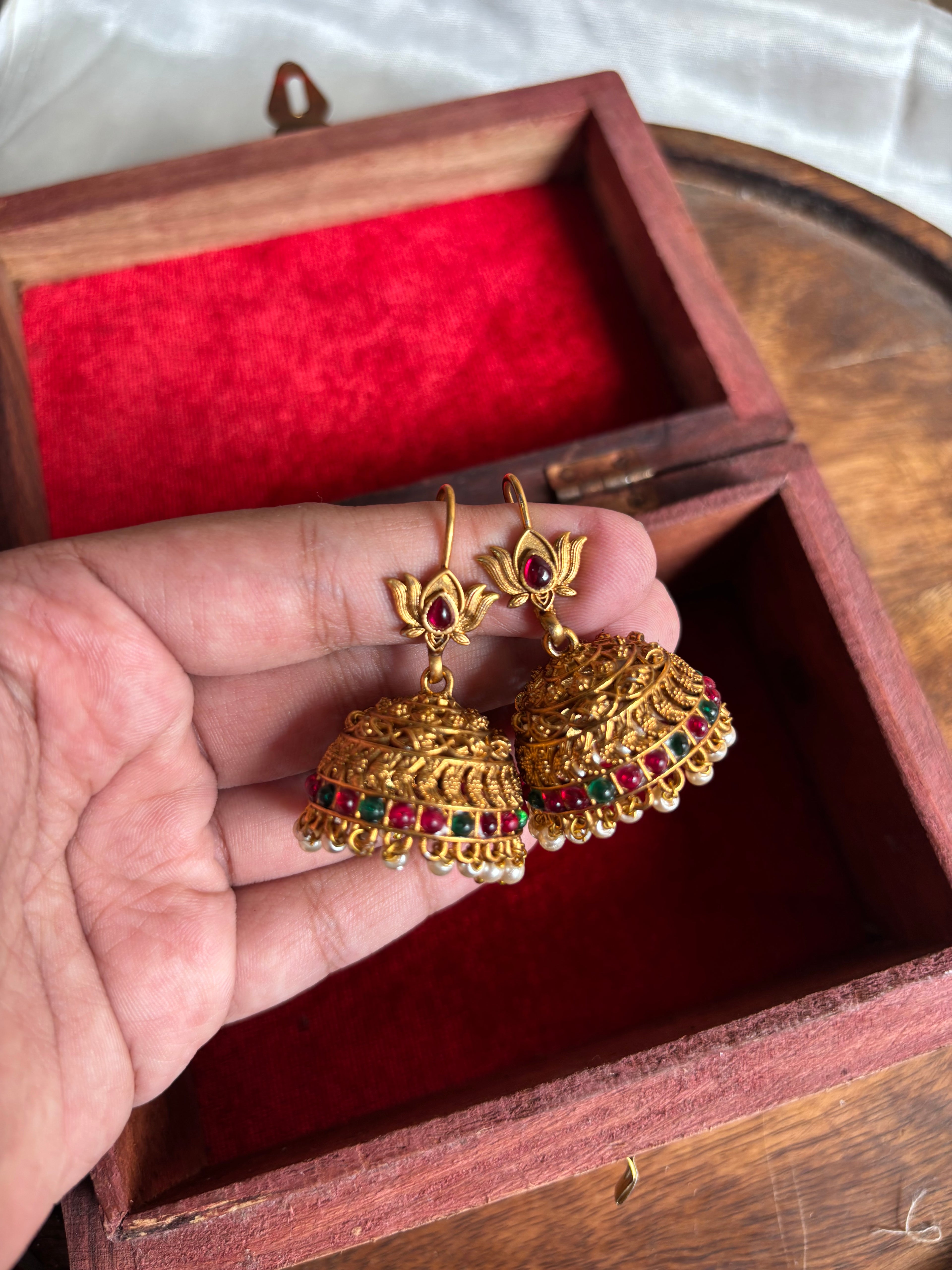 Lotus hoop jhumkas