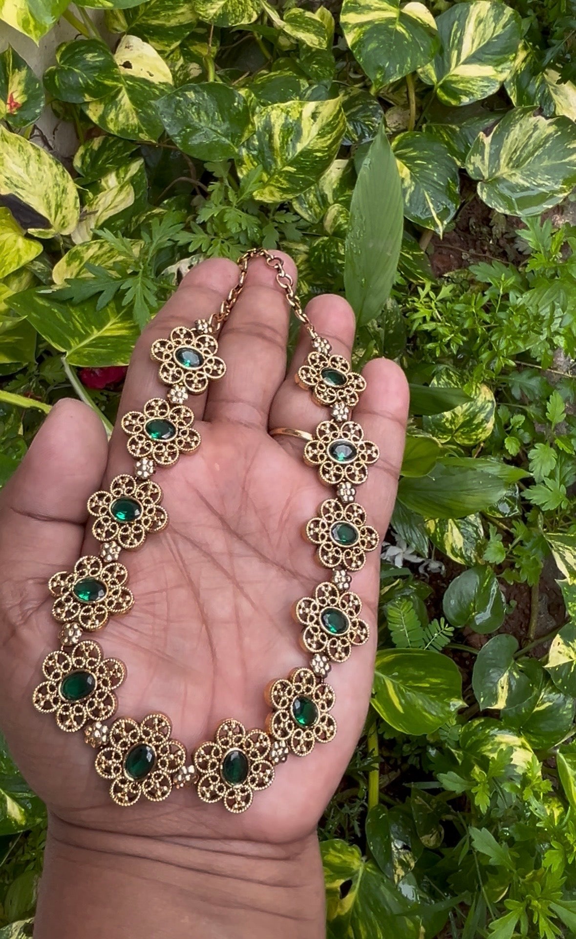 gem stone antique choker
