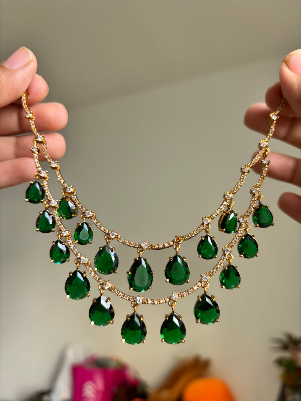 2 layer drops emerald(with earrings)offer sale!!!