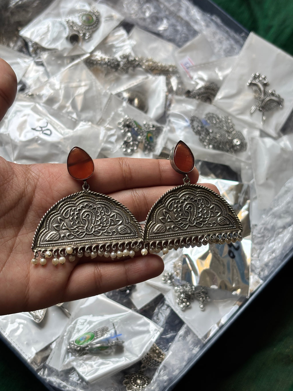 Black metal earrings