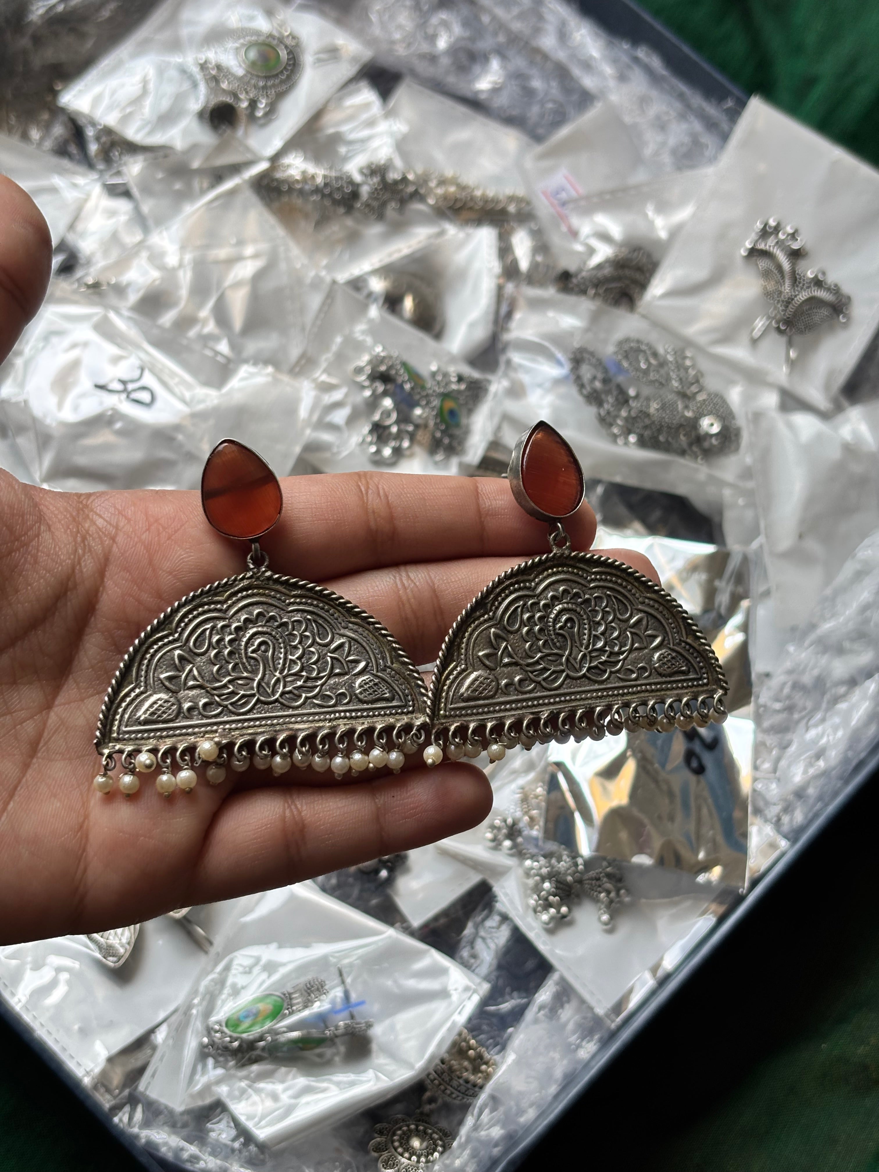 Black metal earrings