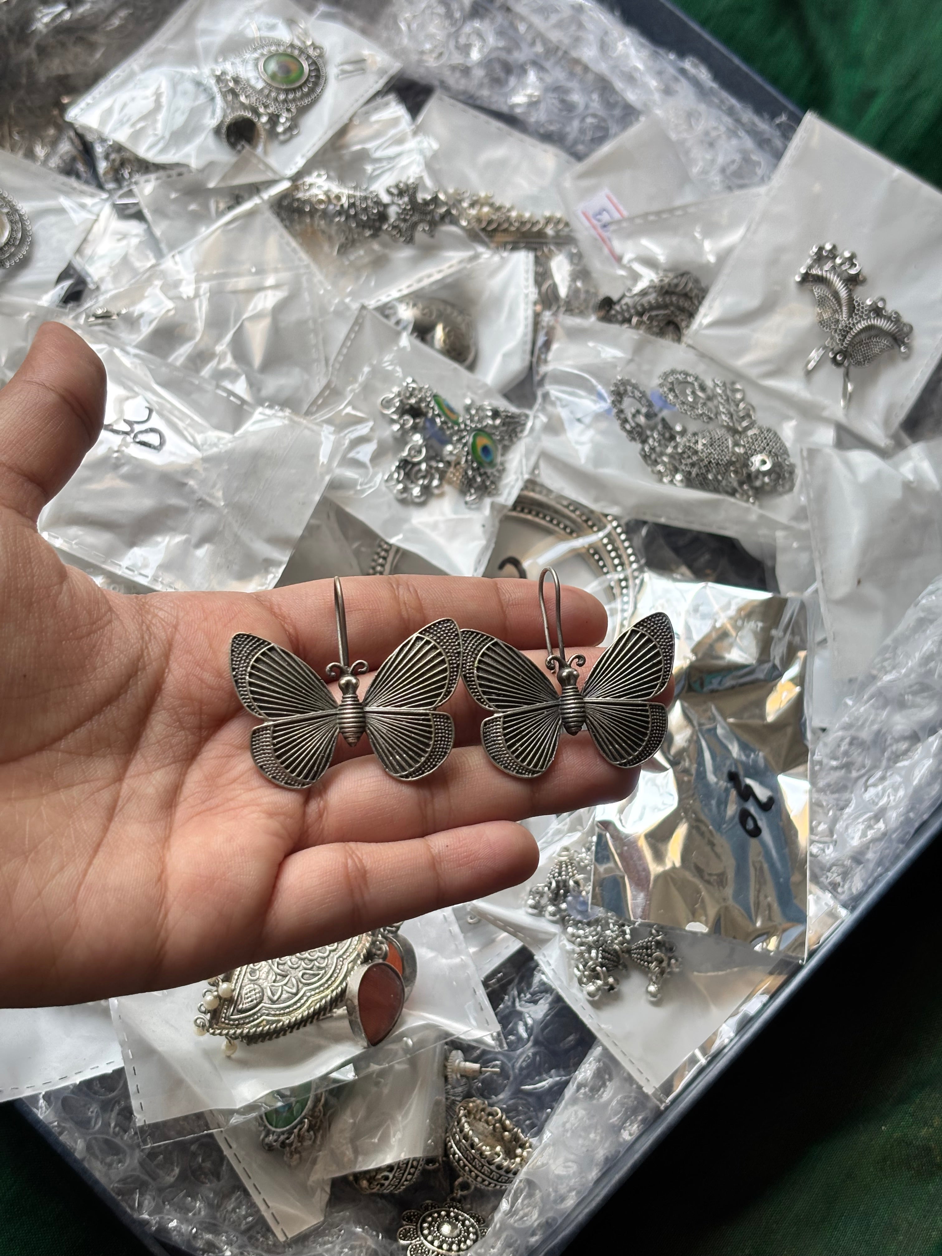 Black metal earrings