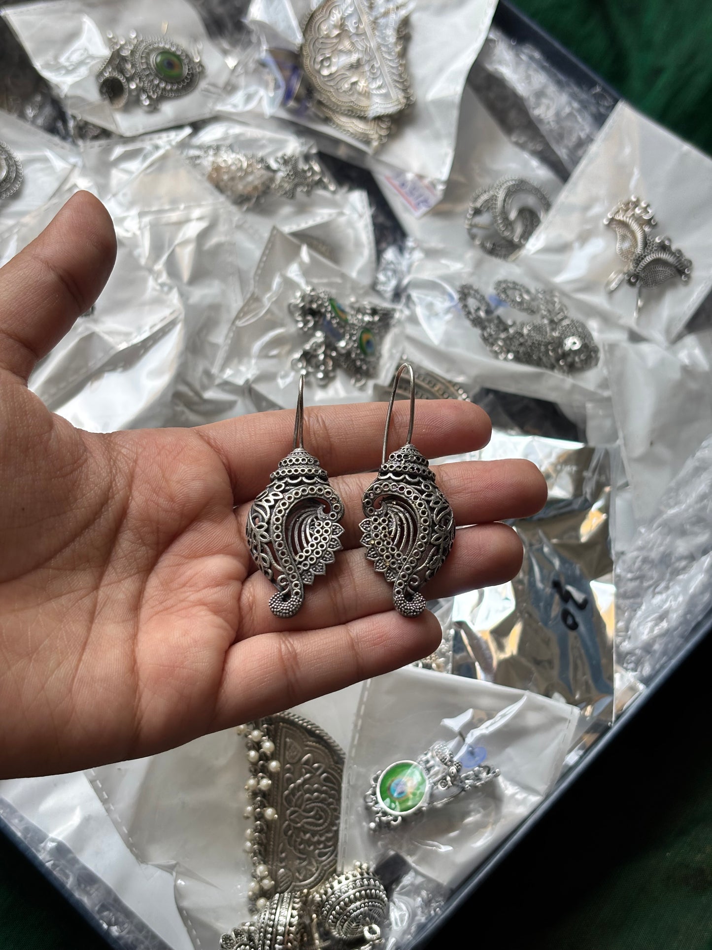 Black metal earrings