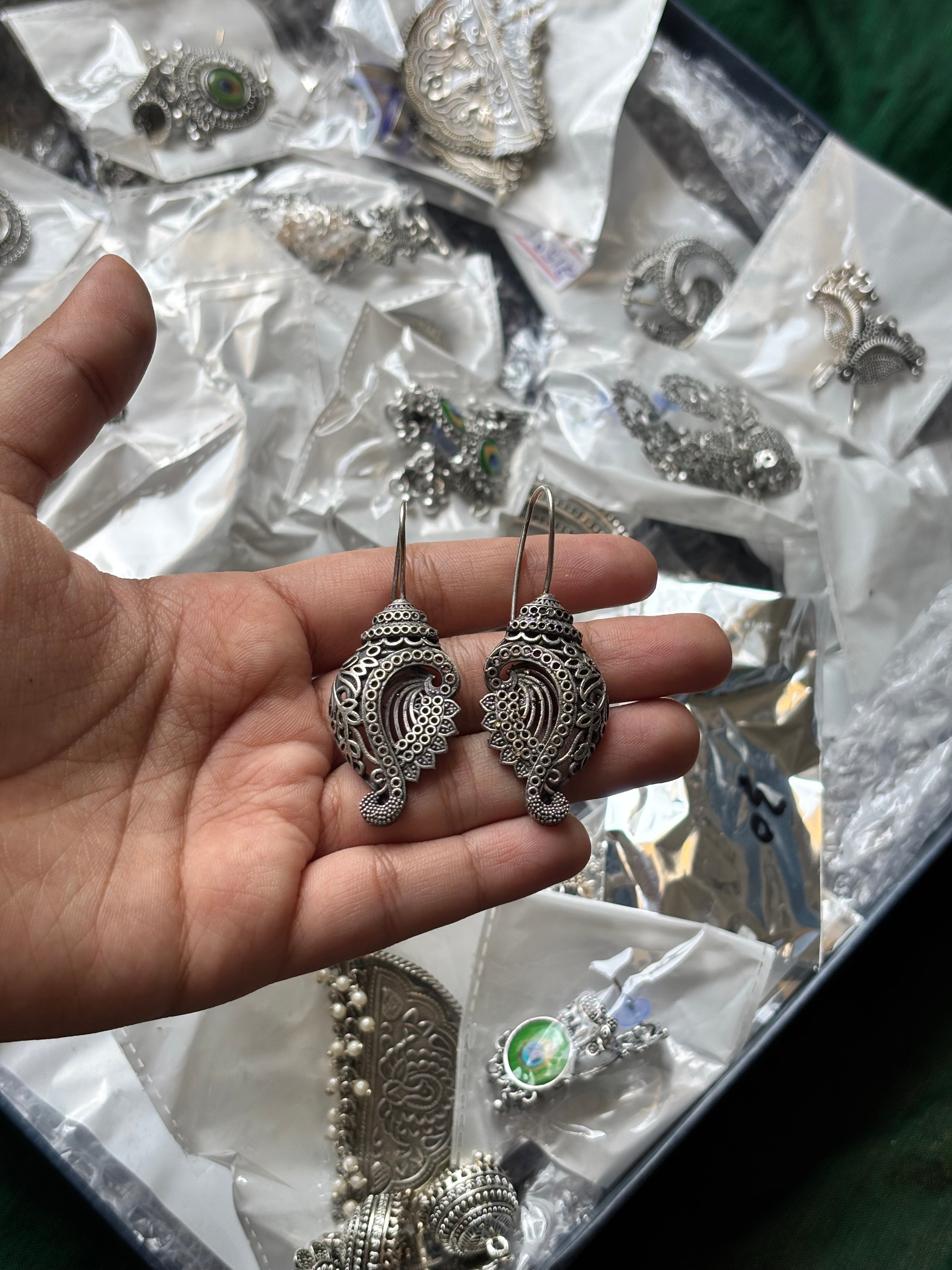 Black metal earrings