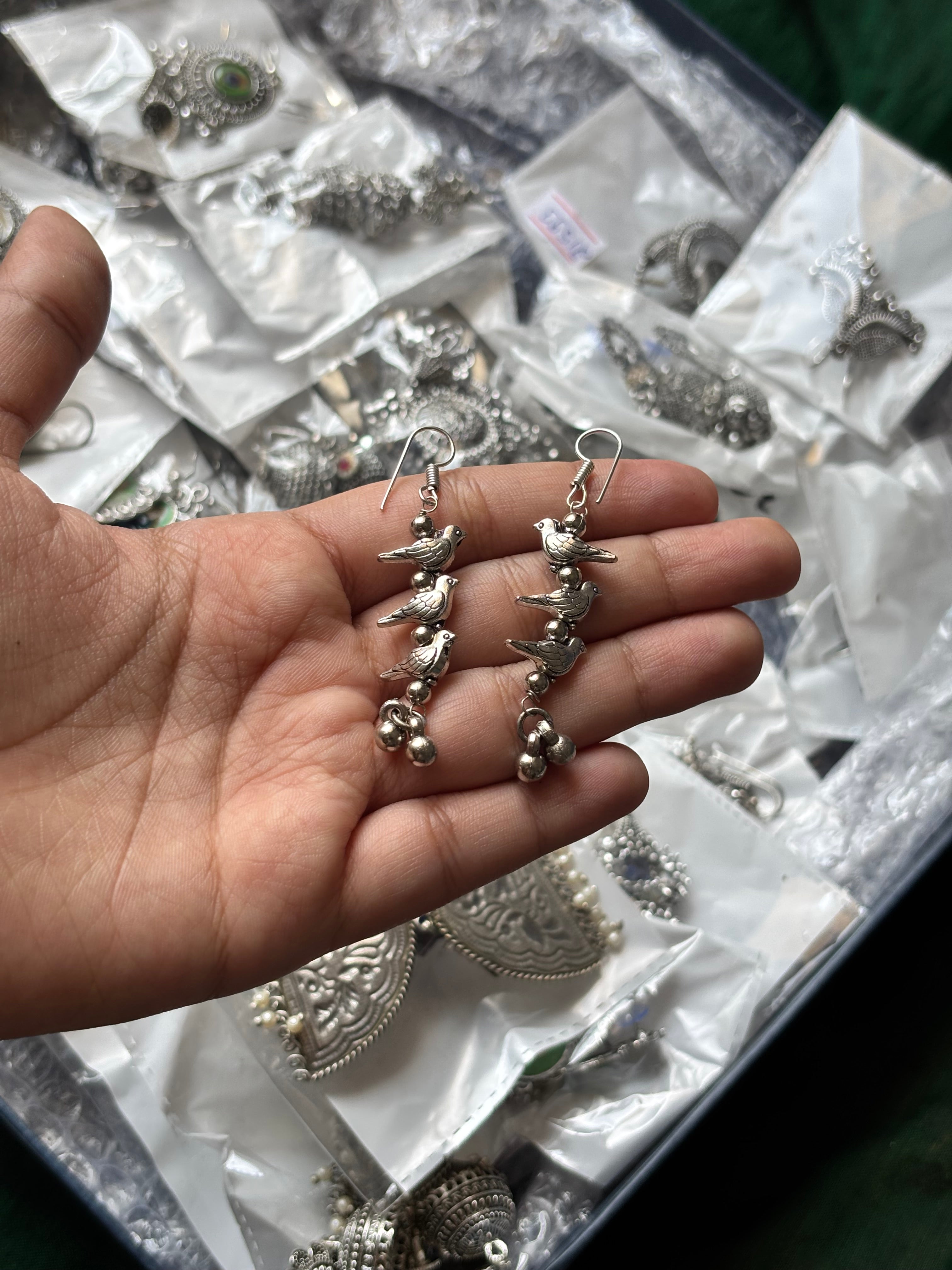 Black metal earrings