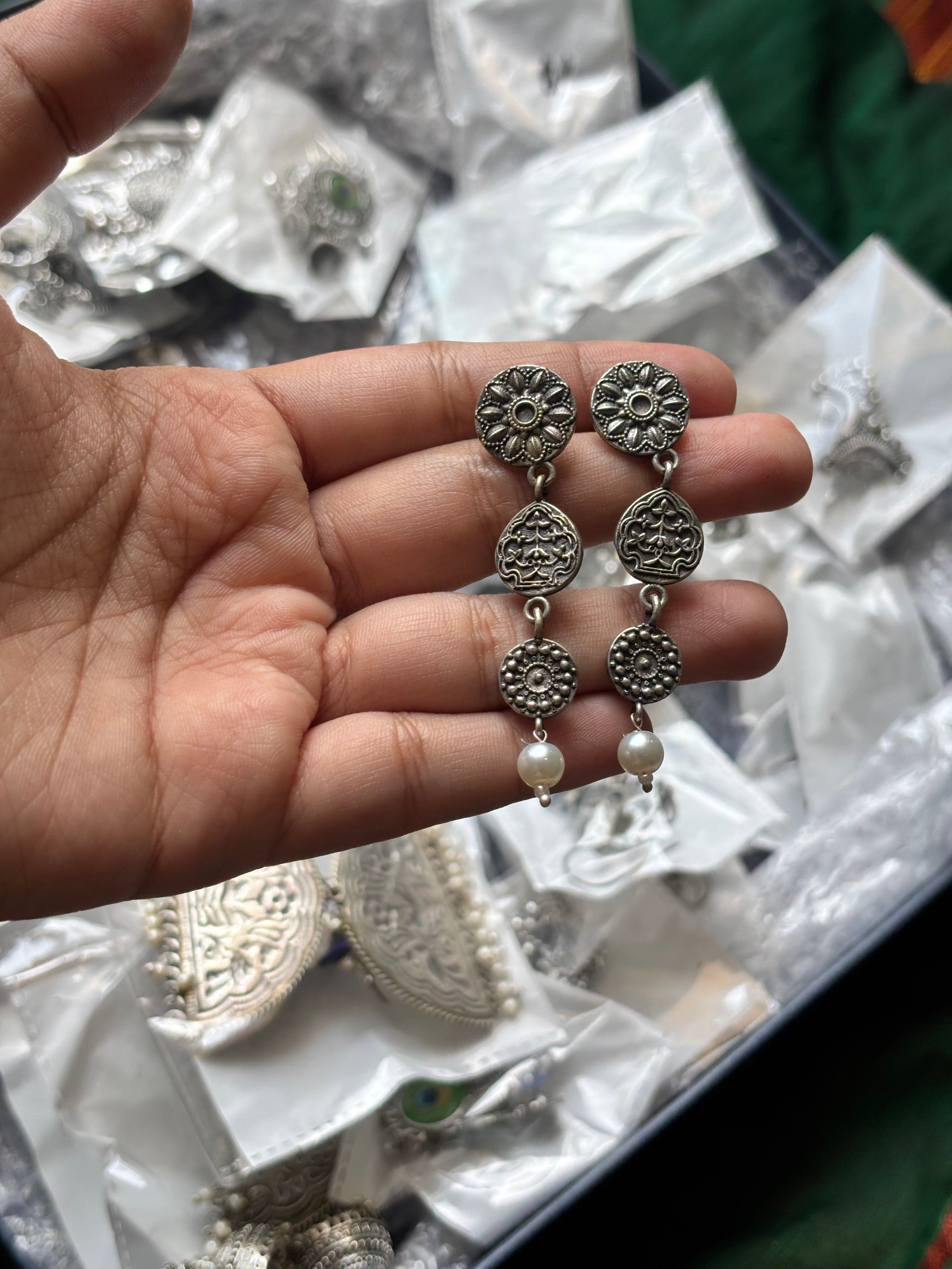 Black metal earrings