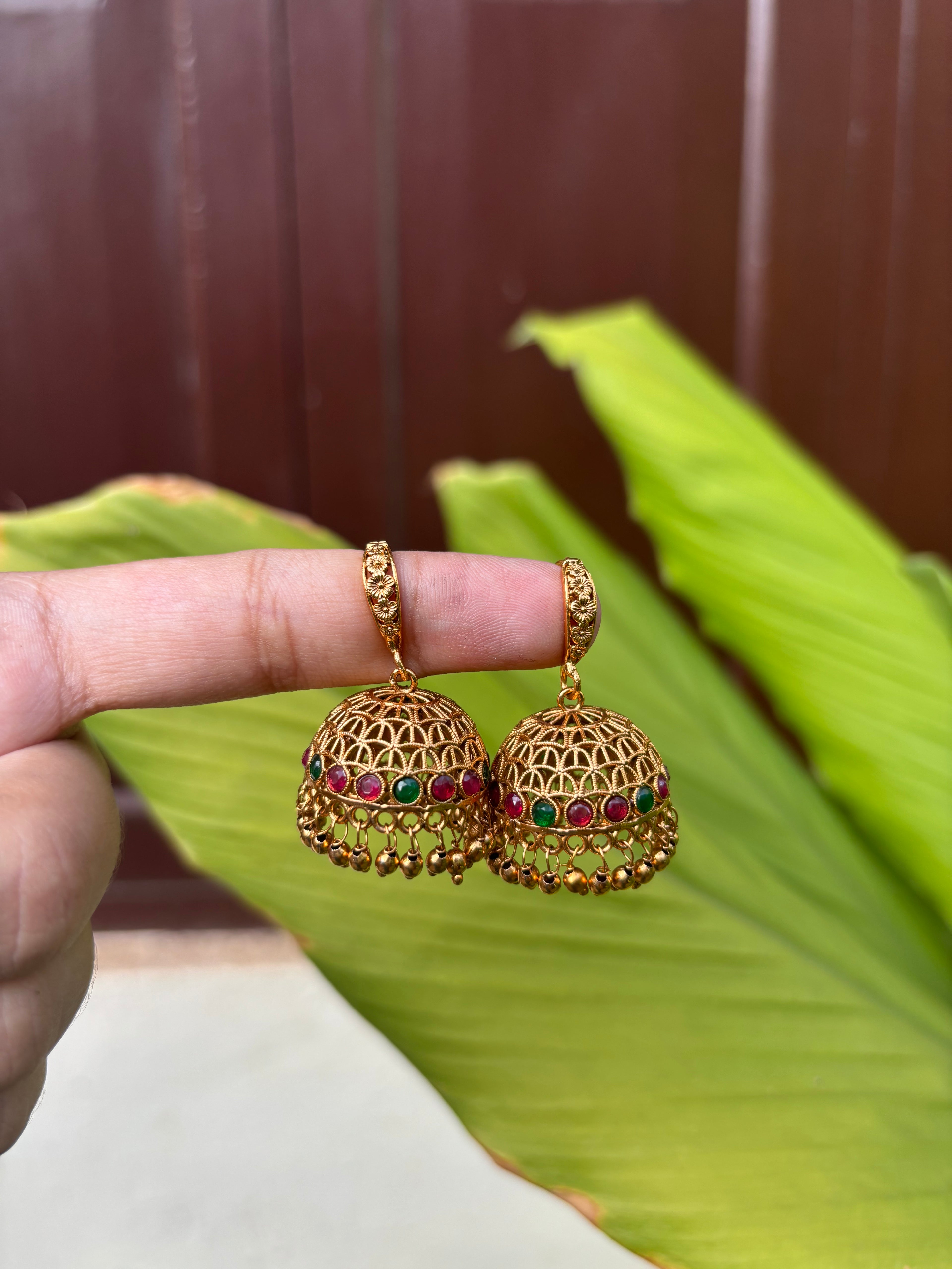 Stone hoop jhumka