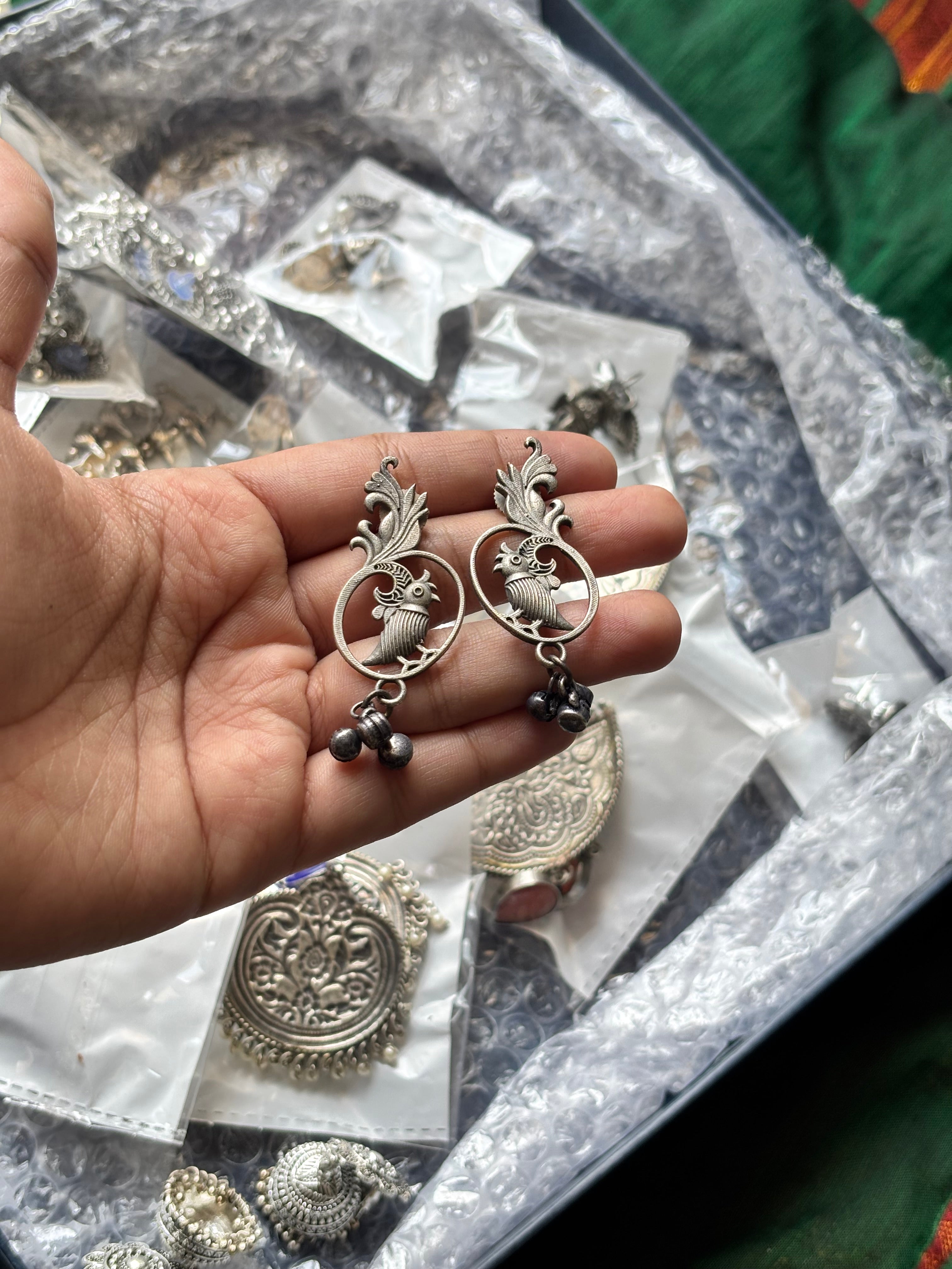 Black metal earrings