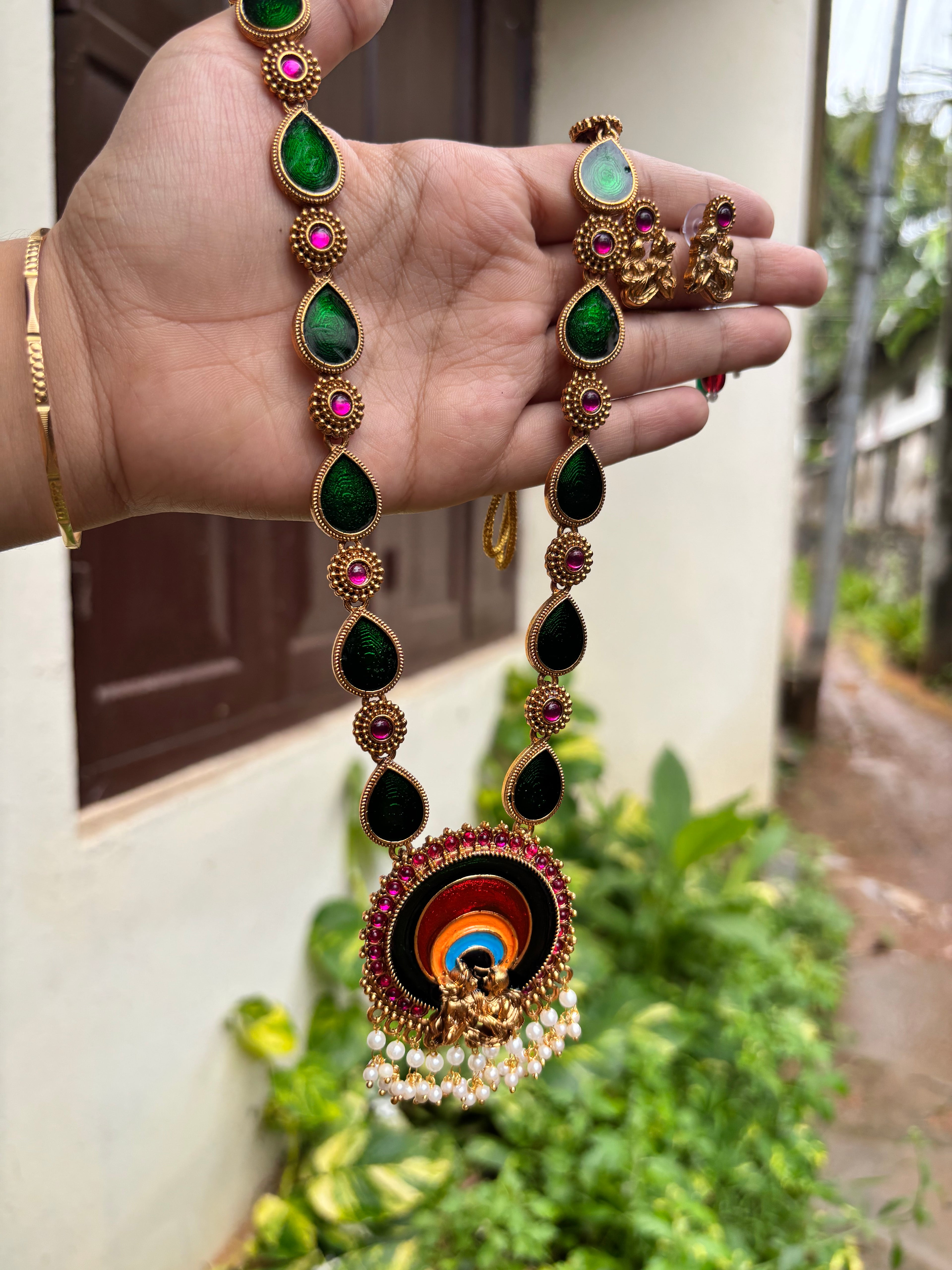 Peacock themed Krishna Haaram