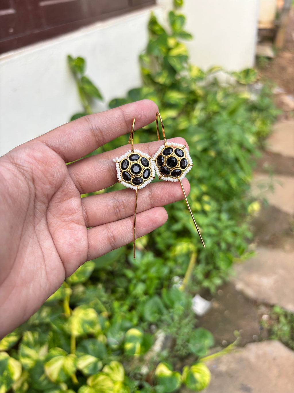 Stone stick cuff earrings